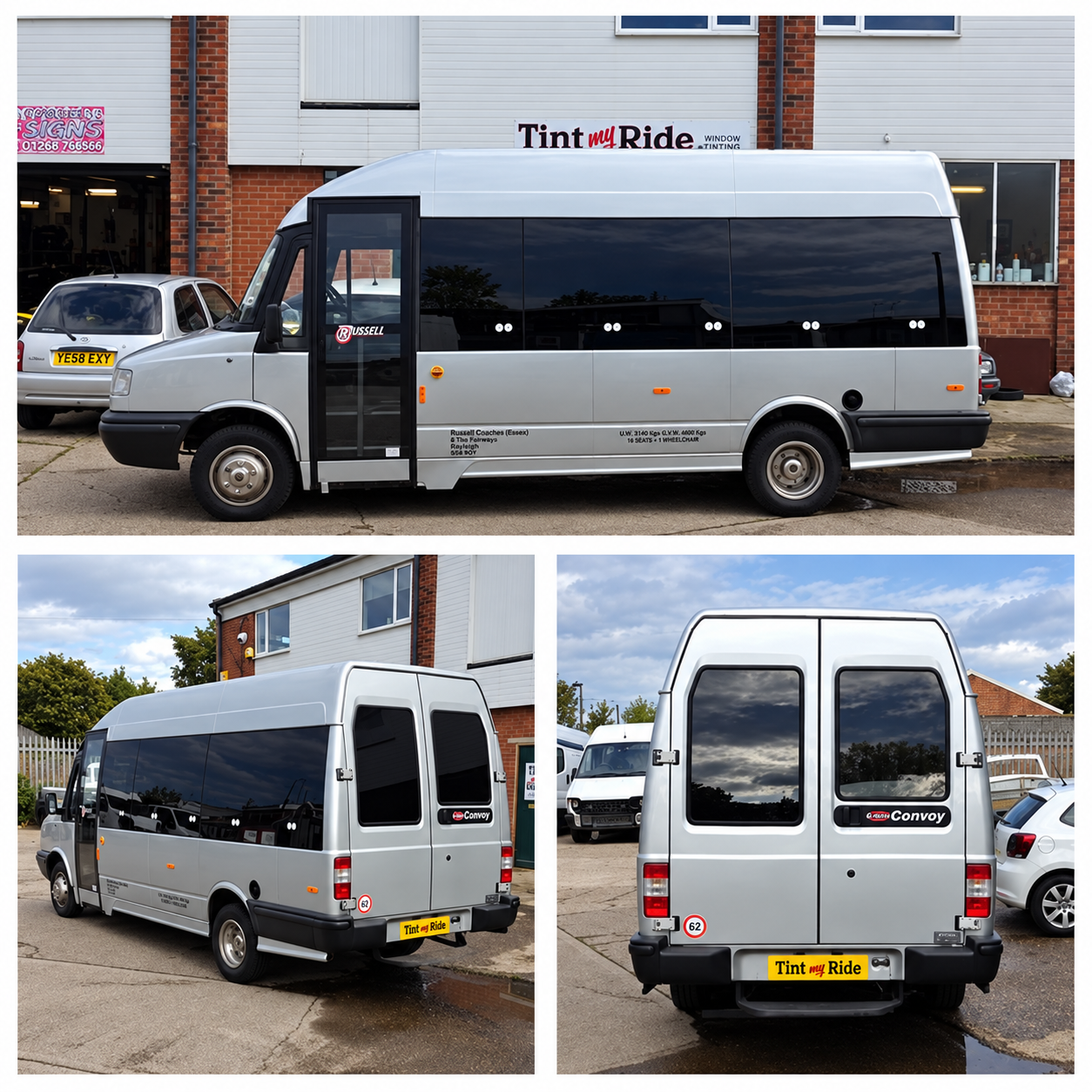 Silver LDV Convoy minibus with dark tinted side and rear windows